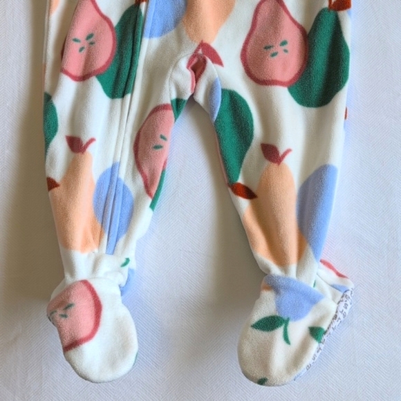 carter's pear fleece zipper footie sleeper pajamas 9 months baby girl - Picture 4 of 5